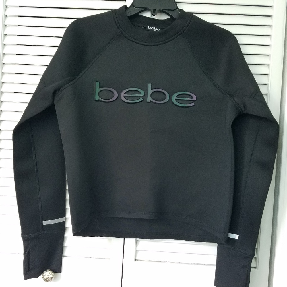 BEBE Scuba Sweatshirt Top Medium Black